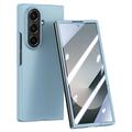 Samsung Galaxy Z Fold7 Husă din plastic cu protector de ecran exterior din sticlă călită - Albastru Deschis