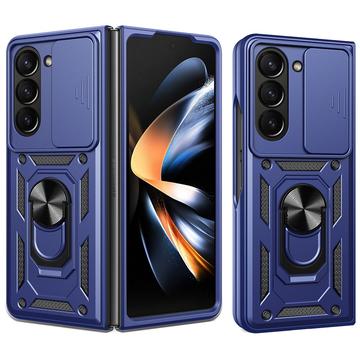 Husă Hibridă Samsung Galaxy Z Fold7 cu Inel Rotativ cu Ecran pentru Cameră - Albastru