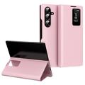 Husă Flip Samsung Galaxy Z Fold7 Smart Clear View cu slot pentru card - Roz