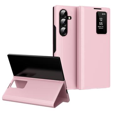 Husă Flip Samsung Galaxy Z Fold7 Smart Clear View cu slot pentru card - Roz