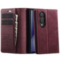 Geantă de portofel cu textură de vițel și blocare RFID Samsung Galaxy Z Fold8 Caseme 033 - Roșu
