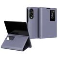 Husa portofel Samsung Galaxy Z Fold8 Smart Clear View cu slot pentru card - Gri Violet