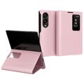 Husă Flip Samsung Galaxy Z Fold8 Smart Clear View cu slot pentru card - Roz