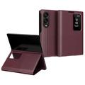Samsung Galaxy Z Fold8 Smart Clear View Husă Flip cu slot pentru card - Roșu vin