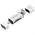 Cititor Carduri SD / MicroSD Sandberg - USB-A / USB-C / MicroUSB - Argintiu