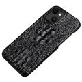 Husă Acoperită cu Piele iPhone 14 Plus - Luxury Crocodile - Negru