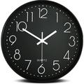 Ceas de perete silențios cu cifre - 30cm - negru / alb