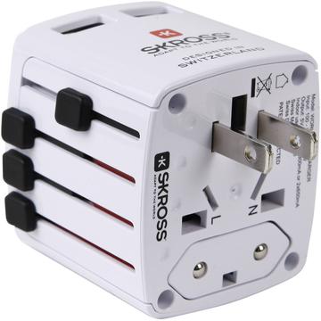 Adaptor de călătorie Skross World USB - 2x USB-A, 12W - alb