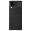 Capac Protecție Subțire Samsung Galaxy Z Flip3 5G - Piele Autentică - Negru