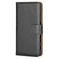 Husă din piele portofel pentru Sony Xperia X Compact Slim - neagră