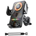 Suport pentru telefon auto cu senzor inteligent / încărcător wireless 15W - negru
