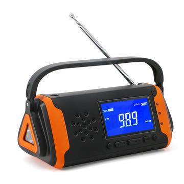 Radio de urgență alimentat cu energie solară cu lanternă - negru / portocaliu