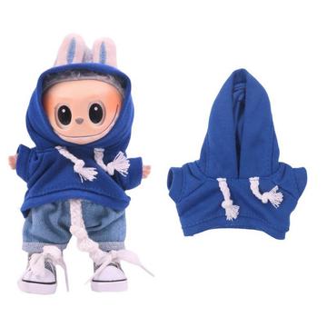 Hanorac de culoare solidă pentru Labubu Mini Figure 17cm - albastru închis