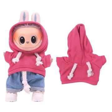 Hanorac de culoare solidă pentru Labubu Mini Figure 17cm - Roz Intens