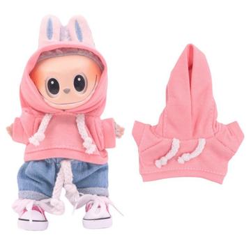 Hanorac de culoare solidă pentru Labubu Mini Figure 17cm - roz