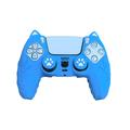 Husă din silicon pentru Sony PlayStation 5 DualSense cu urechi de pisică și protecții pentru degetul mare - Albastru deschis