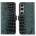 Husă Piele Portofel cu RFID Sony Xperia 1 VI - Crocodile