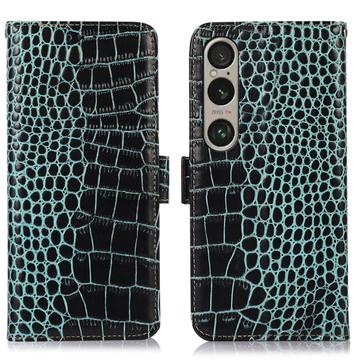 Husă Piele Portofel cu RFID Sony Xperia 1 VI - Crocodile
