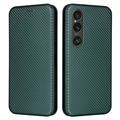 Husă Flip Sony Xperia 1 VI - Fibră de Carbon - Verde