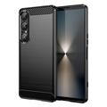 Husă TPU Brushed Sony Xperia 1 VII - Fibră de Carbon - Negru