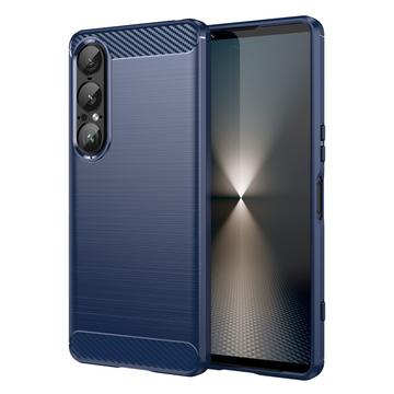 Husă TPU Brushed Sony Xperia 1 VII - Fibră de Carbon - Albastru