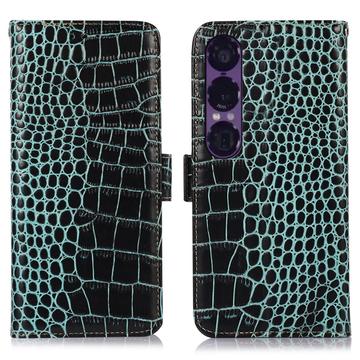 Husă Piele Portofel cu RFID Sony Xperia 1 VII - Crocodile