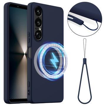 Husă Silicon Liquid Sony Xperia 1 VII - Compatibila MagSafe - Albastru Închis