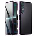 Sony Xperia 1 VII Husă magnetică cu sticlă călită - Violet
