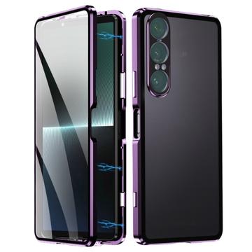 Sony Xperia 1 VII Husă magnetică cu sticlă călită - Violet