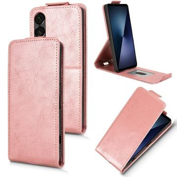 Husă verticală cu rabat și suport Sony Xperia 1 VII - Auriu Roze