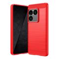 Husă TPU Brushed Sony Xperia 1 VIII - Fibră de Carbon - Roșu