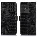 Husă Piele Portofel cu RFID Sony Xperia 1 VIII - Crocodile - Negru