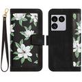 Sony Xperia 1 VIII Husa portofel floral cu sloturi pentru carduri - Negru