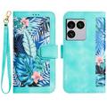 Sony Xperia 1 VIII Husa portofel floral cu sloturi pentru carduri - Verde