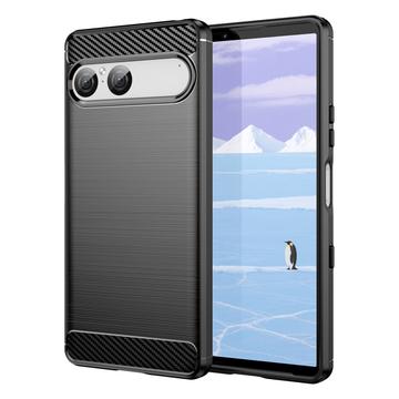 Husă TPU Brushed Sony Xperia 10 VII - Fibră de Carbon - Negru