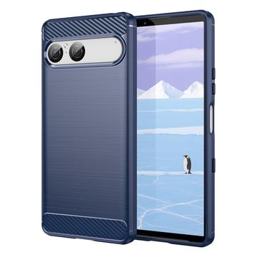 Husă TPU Brushed Sony Xperia 10 VII - Fibră de Carbon - Albastru