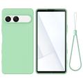 Husă din silicon lichid Sony Xperia 10 VIII cu curea de mana - Verde