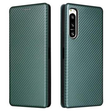 Husă Flip Sony Xperia 5 IV - Fibră de Carbon - Verde