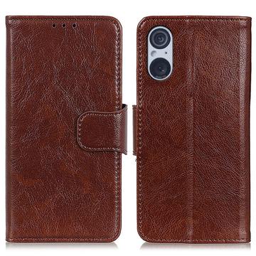Husă Portofel Cu Funcție Stand Sony Xperia 5 V - Elegant - Maro