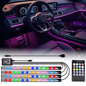 Sunet activat Interior Neon Auto LED Strip Light - 4 buc., 36 LED-uri