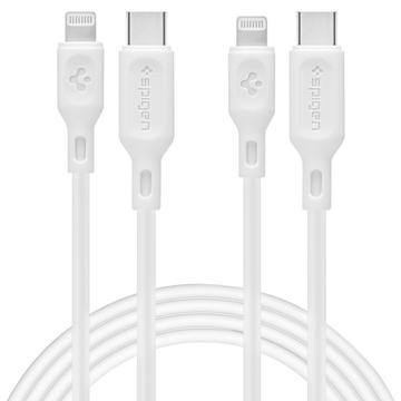 Spigen DuraSync MFi USB-C la cablu Lightning - pachet de 2, 100cm - alb