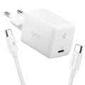 Încărcător de perete Spigen EE451EU Essential 45W GaN Pro USB-C cu cablu USB-C de 100W - Alb