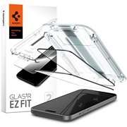 Geam Protecție Ecran - 9H - iPhone 15 - Spigen Glas.tR Ez Fit - Full Cover - 2 Buc. - Marginea Neagră