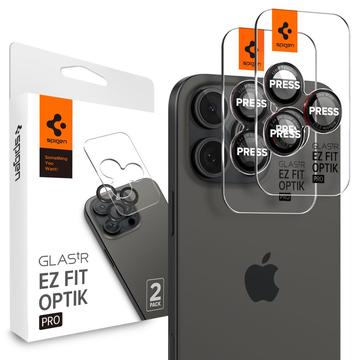 Protector Obiective Cameră iPhone 16 Pro/16 Pro Max Spigen Glas.tR Ez Fit Optik Pro - Negru / Roșu
