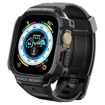 Husă TPU Apple Watch Ultra/Ultra 2 - Spigen Rugged Armor Pro - 49mm - Negru