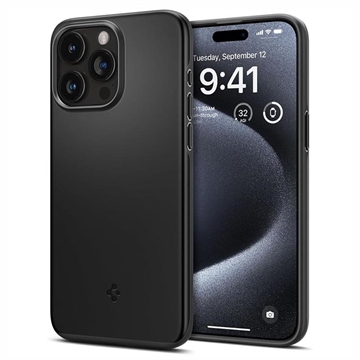 Husă Hibrid iPhone 15 Pro Max - Spigen Thin Fit - Negru