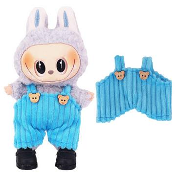 Salopetă cu bretele de urs cu dungi pentru Labubu Mini Figure 17cm - Albastru