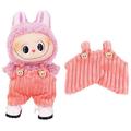 Salopetă cu bretele de urs cu dungi pentru Labubu Mini Figure 17cm - roz