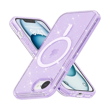 Husă Hibrid iPhone 16e - Stylish Glitter - Compatibil MagSafe - Violet