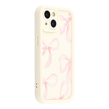 Husă TPU rezistentă la șocuri iPhone 13 cu margini ridicate - Alb / Fundă mare